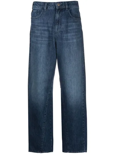 Emporio Armani Wide-leg Cropped Denim Culottes In Blue