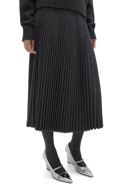 Theory Pleated Flannel Combo Midi Skirt In Black