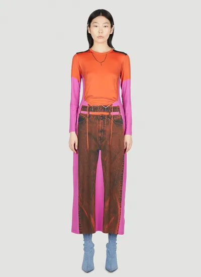 Y/project Orange & Pink Jean Paul Gaultier Edition Trompe L'oeil Maxi Dress