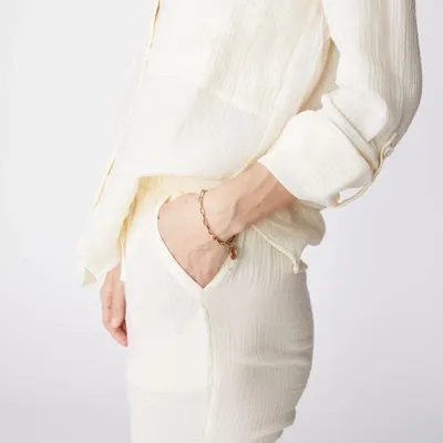 Monrow Bonded Thermal Pleated Pant In White