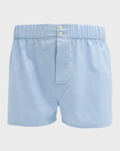 Brioni Men's Solid Cotton Boxers In Sky Blue