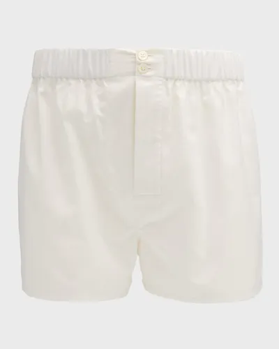 Brioni Men's Solid Cotton Boxers In Off White