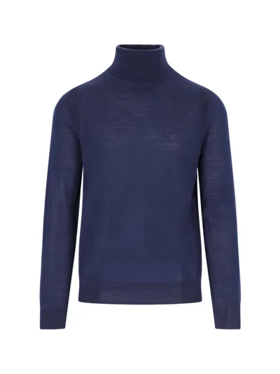 Paul Smith High-neck Merino-wool Jumper In Blue