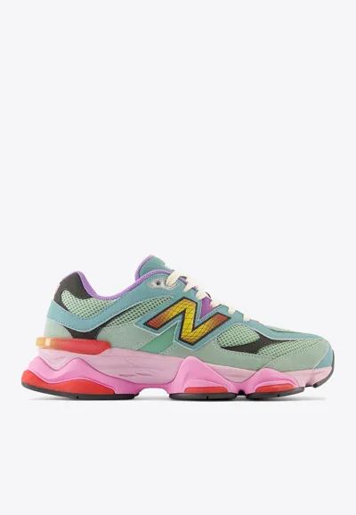 New Balance 9060 Low-top Sneakers In Sage Leaf With Neo Flame And Raspberry In Multicolor