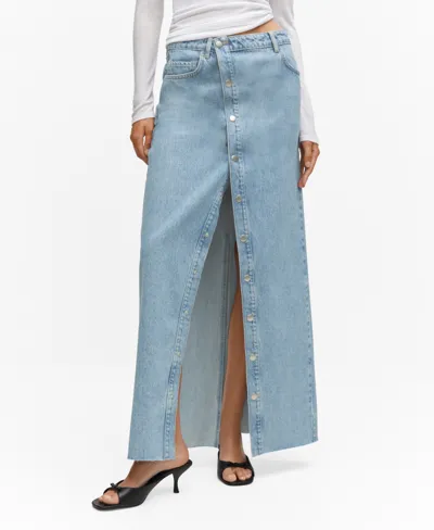 Mango Buttoned Denim Skirt Light Blue