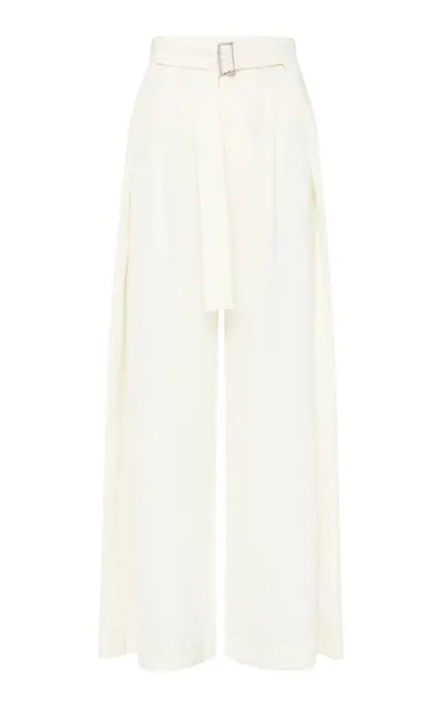 St Agni Fold Twiill Wide-leg Pants In Off-white