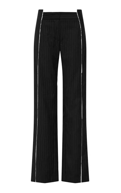 St Agni Deconstructed Pinstriped Wool-blend Pants In Black