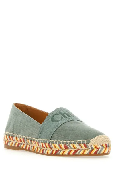 Chloé Piia Logo-embroidered Espadrilles In Green