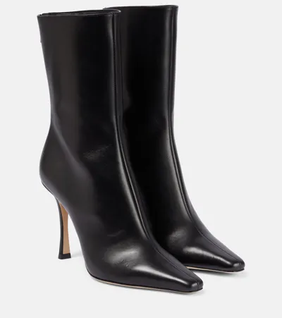 Jimmy Choo Agathe 100 Leather Ankle Boots In Black