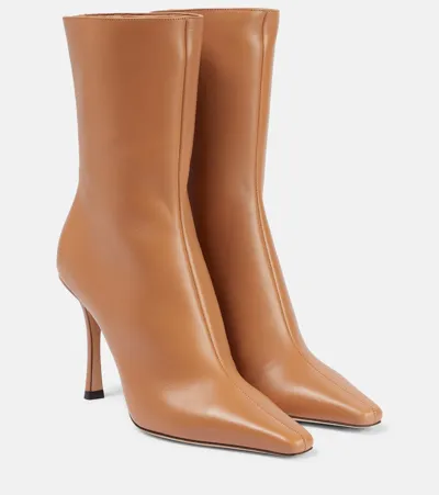 Jimmy Choo Agathe 100 Leather Ankle Boots In Brown