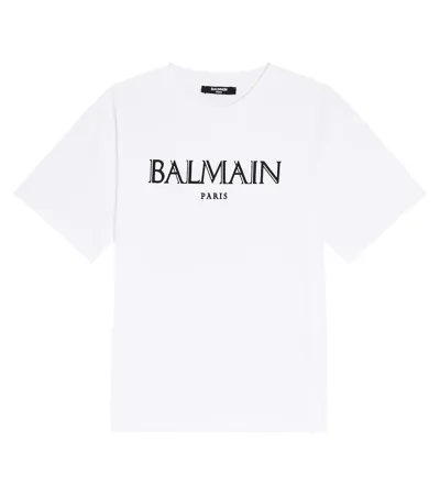 Balmain Kids' Logo Cotton Jersey T-shirt In White