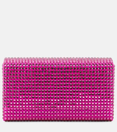 Amina Muaddi Superamini Paloma Embellished Clutch In Pink