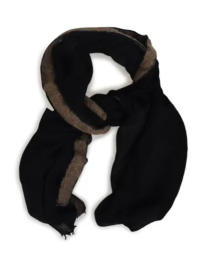 Mirror In The Sky Semi-fringed Scarf In Black/brown