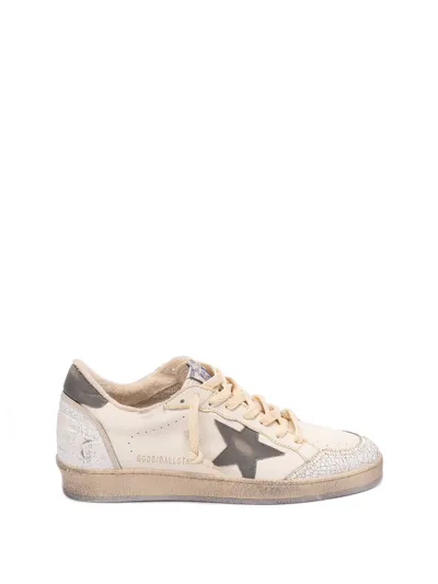 Golden Goose Ball Star Napa Leather Sneakers In White,grey