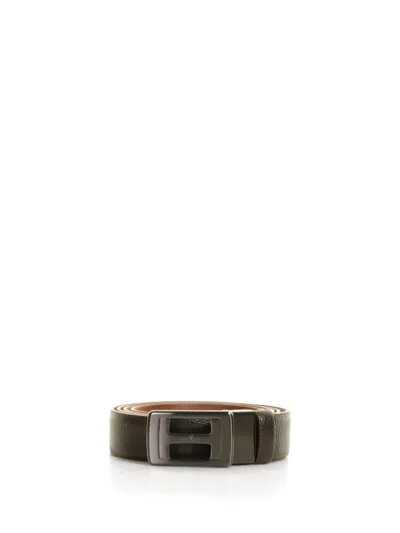 Hogan Logo Engraved Belt In Grey