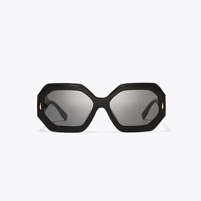 Tory Burch Miller Geometric Sunglasses In Black