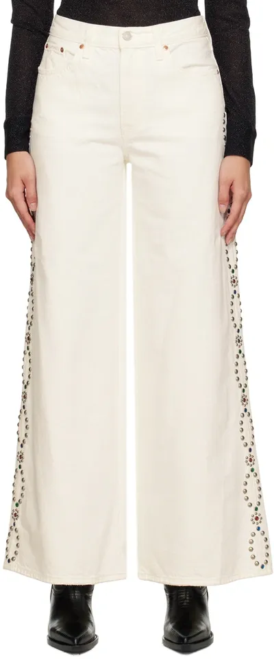 Anna Sui White Studded Jeans