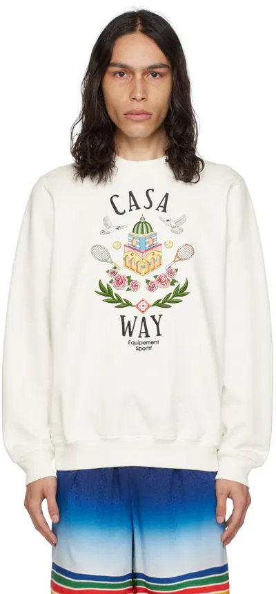 Casablanca Casa Way Embroidered Organic-cotton Sweatshirt In White