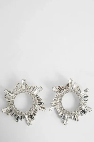 Amina Muaddi Begum Mini Silver-tone And Crystal Earrings