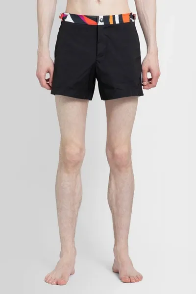 Pucci Stripe-detailing Swim Shorts In Black