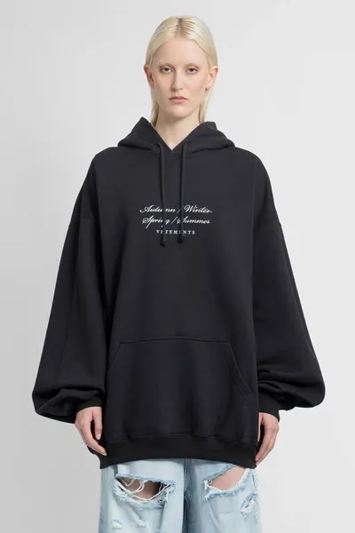 Vetements Woman Black Sweatshirts In Washed Black