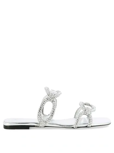 Valentino Garavani Chain 1967 Crystal-embellished Sandals In Silver