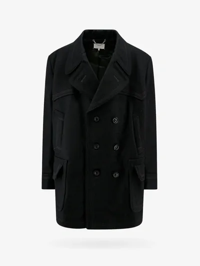 Maison Margiela Oversized Double-breasted Coat In Blue