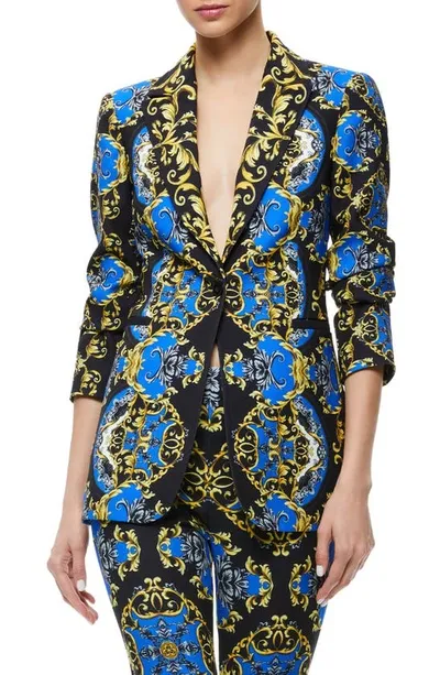 Alice And Olivia Breann Graphic-print Blazer In Regal Romance Sapphire