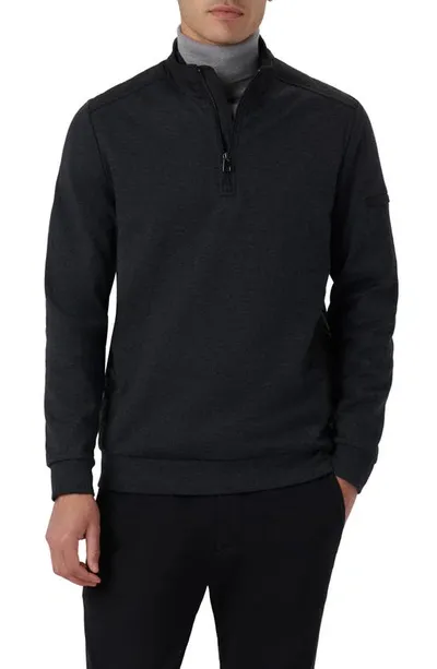 Bugatchi Quarter Zip Pullover In Caviar