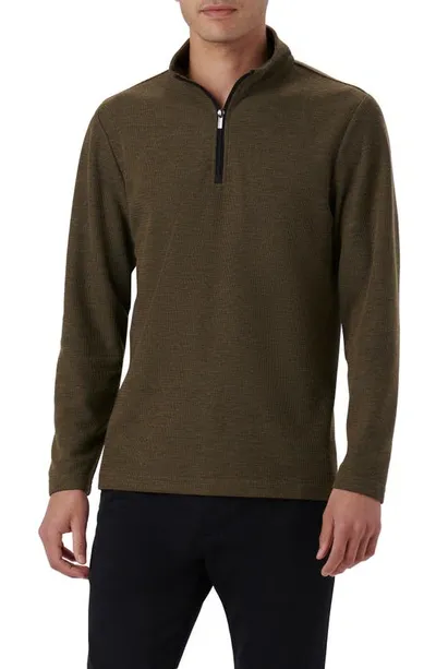 Bugatchi Quarter Zip Pullover In Khaki