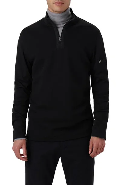 Bugatchi Quarter Zip Pullover In Caviar