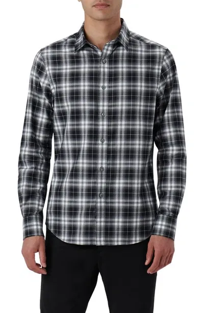 Bugatchi Julian Shaped Fit Plaid Cotton Button-up Shirt In Black