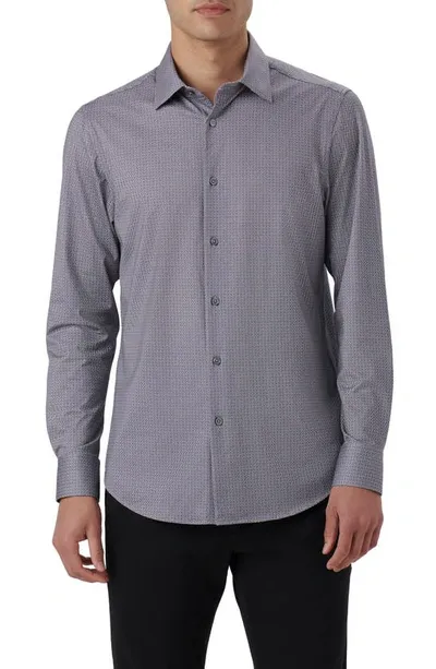 Bugatchi James Ooohcotton® Geo Print Button-up Shirt In Zinc