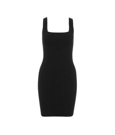 Michael Michael Kors Ribbed Stretch Sleeveless Mini Dress In Black