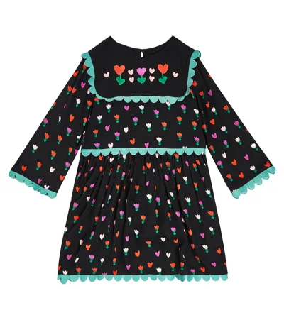 Stella Mccartney Kids' Scallop-trimmed Printed Dress In Multicoloured