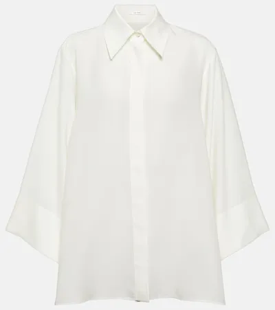 The Row Malvina Silk Shirt In White