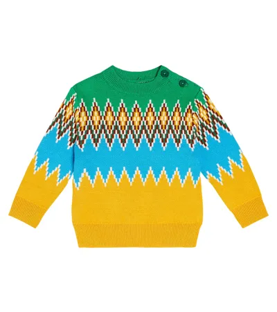 Stella Mccartney Babies' Fair Isle Intarsia-knit Jumper In Grün