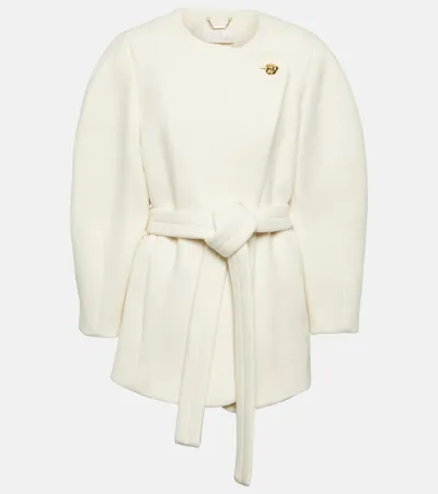 Chloé Belted Wool-blend Coat In Eden White