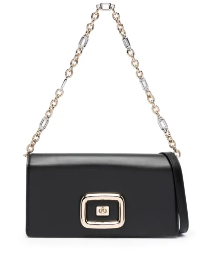 Roger Vivier Viv Choc Patent Leather Chain Bag In Black