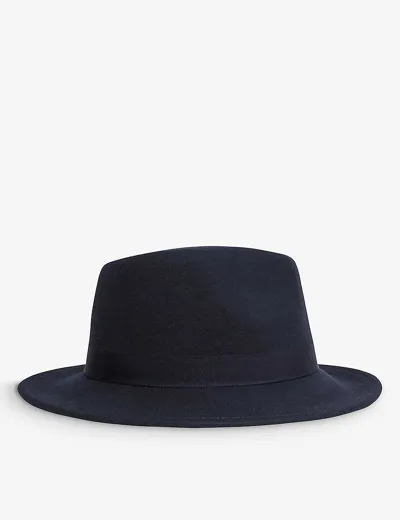 Reiss Navy Wool Fedora Hat