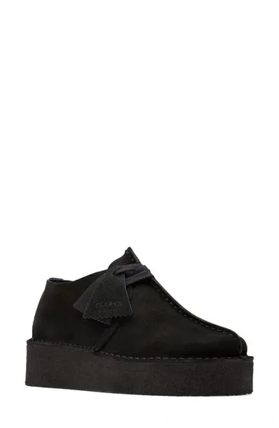 Clarks Trek Wedge Shoe In Black Suede