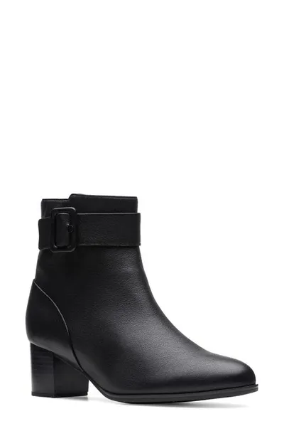 Clarks Loken Buckle Waterproof Ankle Bootie In Black