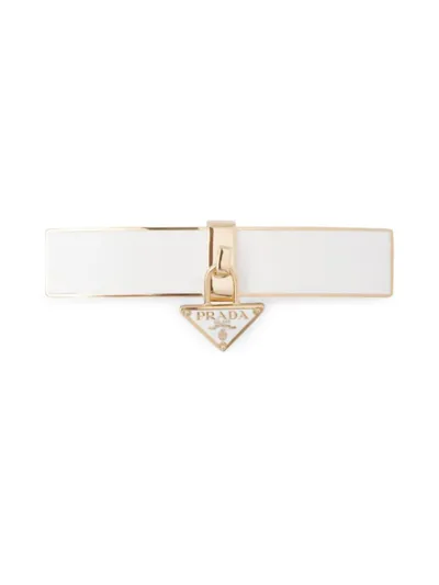 Prada Metal Hair Clip In White