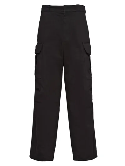 Prada Cotton Satin Cargo Pants In Black