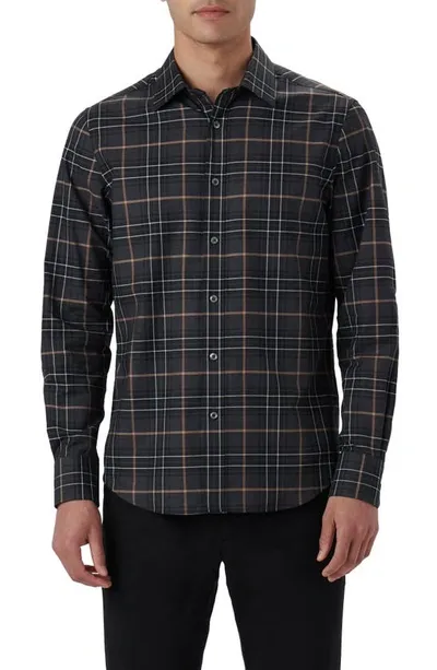 Bugatchi Julian Plaid Print Cotton Button-up Shirt In Black