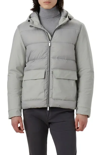 Bugatchi Water Resistant Hooded Puffer Jacket In Cement