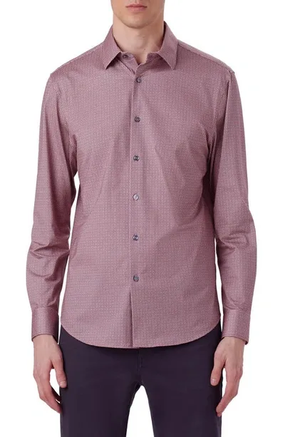 Bugatchi James Ooohcotton® Geo Print Button-up Shirt In Salmon