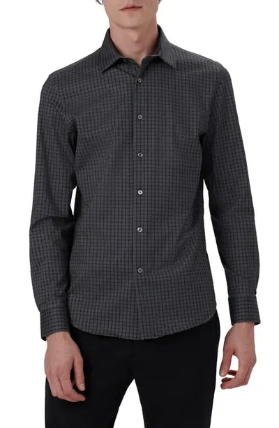 Bugatchi James Ooohcotton® Check Print Button-up Shirt In Anthracite