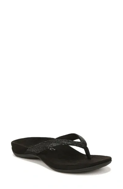 Vionic Dillon Shine Flip Flop In Black