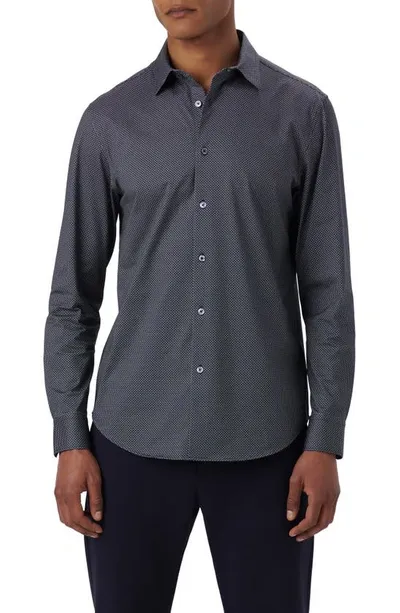 Bugatchi James Ooohcotton® Microprint Button-up Shirt In Navy